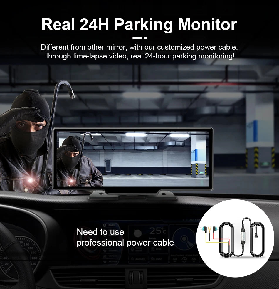 10.26'' 4K Dash Cam with Carplay & Android Auto