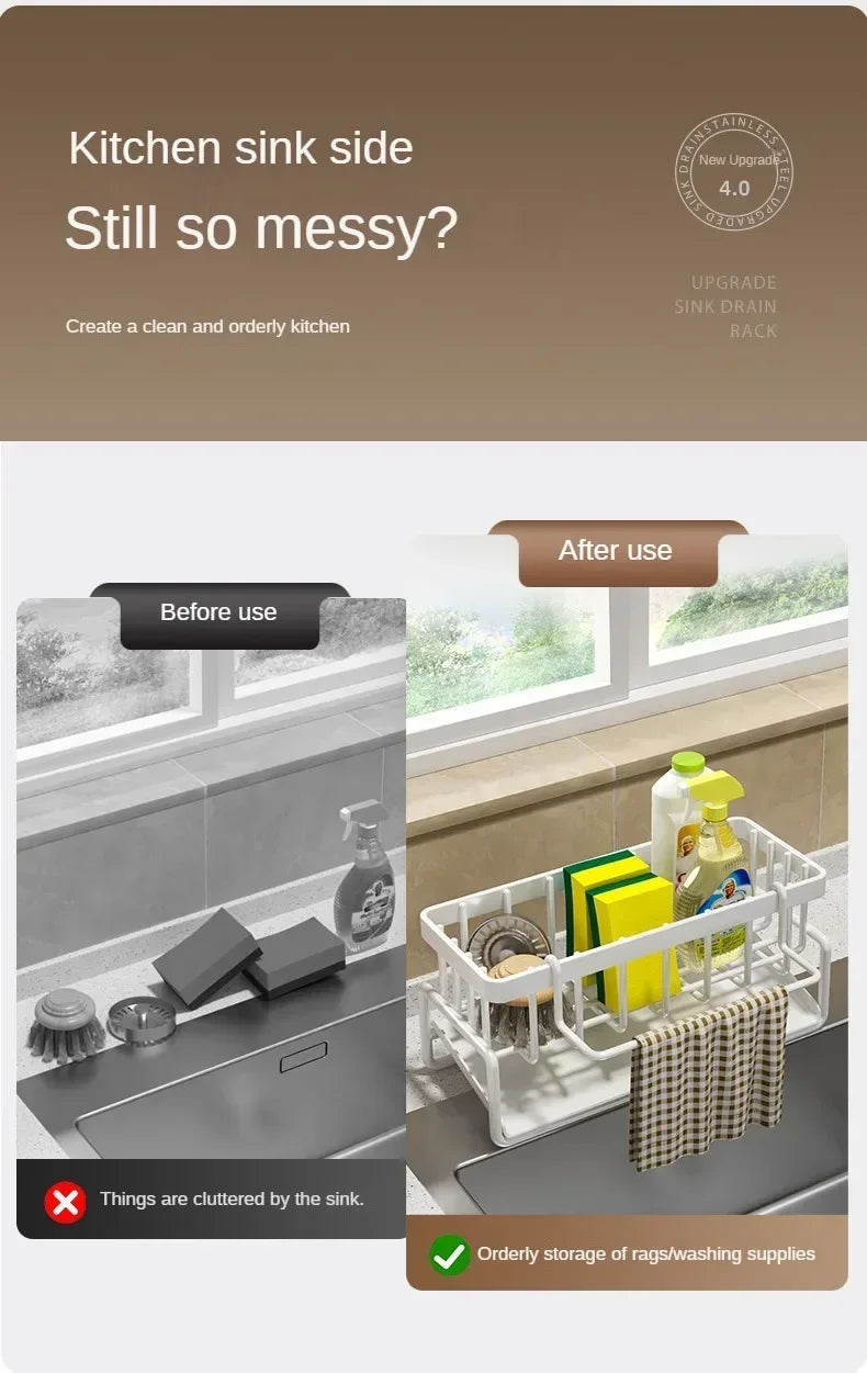 Multifunctional Sponge Rack Drainer – Kitchen Sink Organizer Shelf