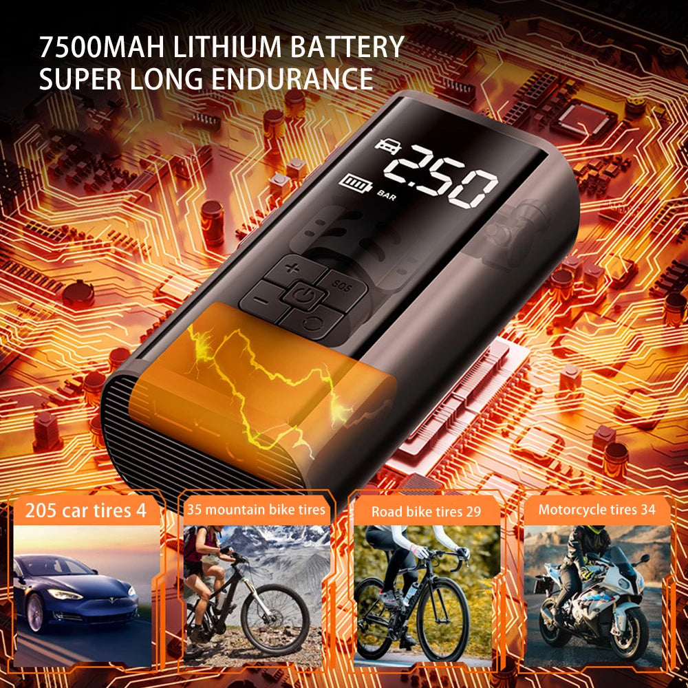 Portable Wireless Electric Car Air Pump with LED Light