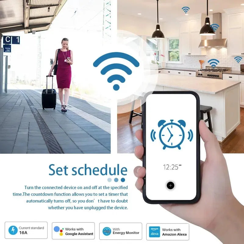 Smart Socket EU16A/20A Wifi Smart Plug With Power Monitoring Smart Life APP