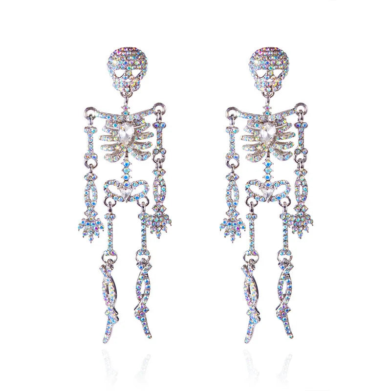 Glowing Halloween Skull Earrings Pair