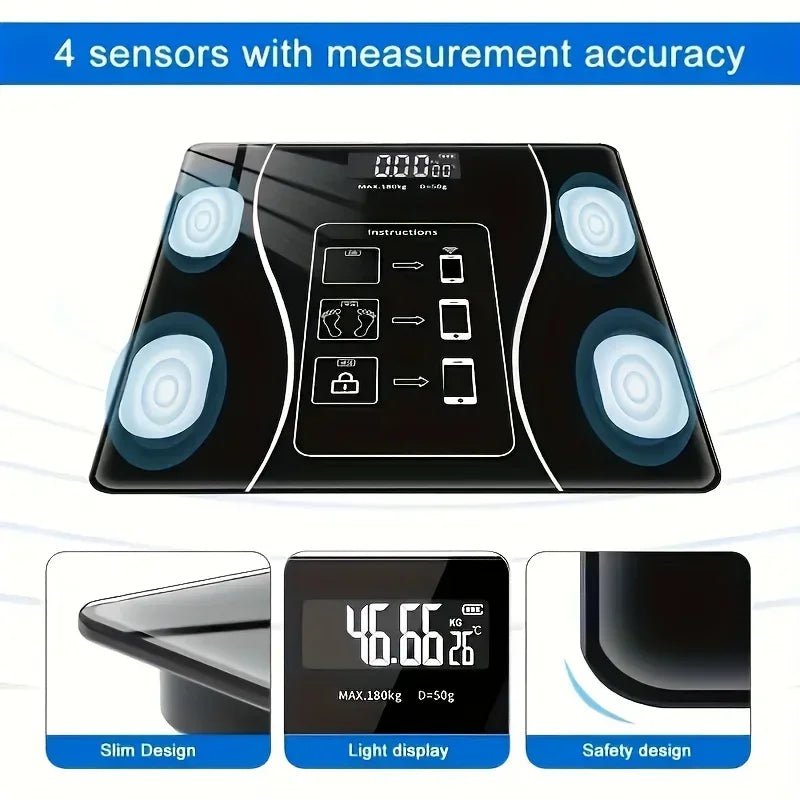 Smart Bathroom Scale with LED Display Glass