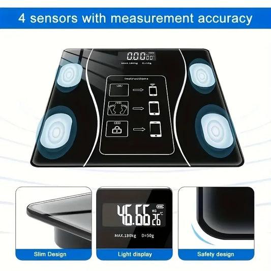 Smart Bathroom Scale with LED Display Glass