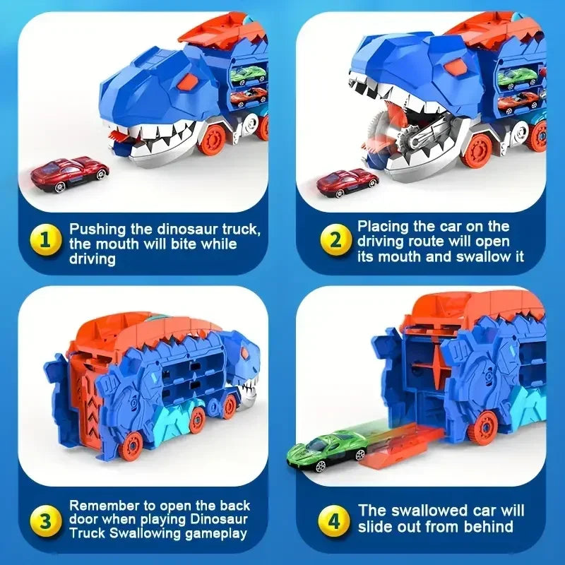 Transport Dinosaur Truck with T-Rex Race Track Toy