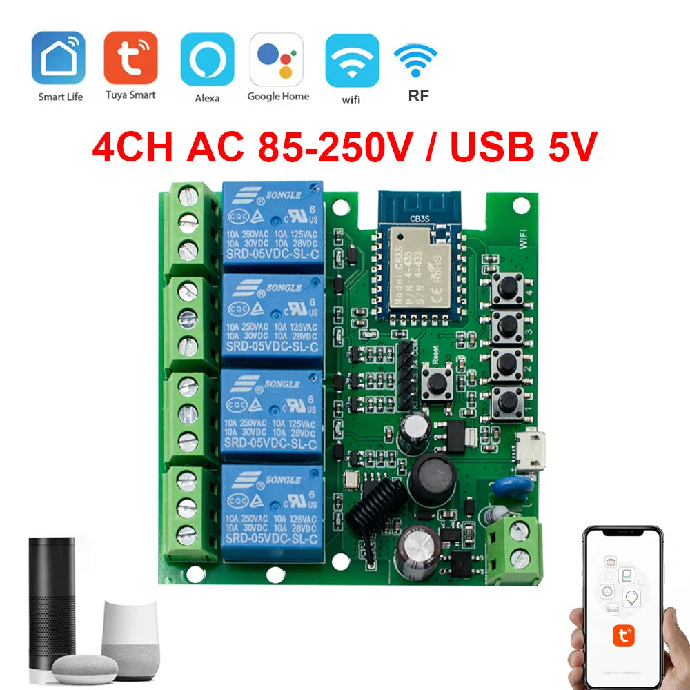 Tuya Smart WiFi Switch Module – Multi-Channel Relay Control