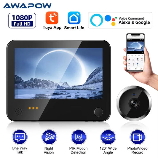 Awapow 4.3" Tuya Smart WiFi Peephole Doorbell