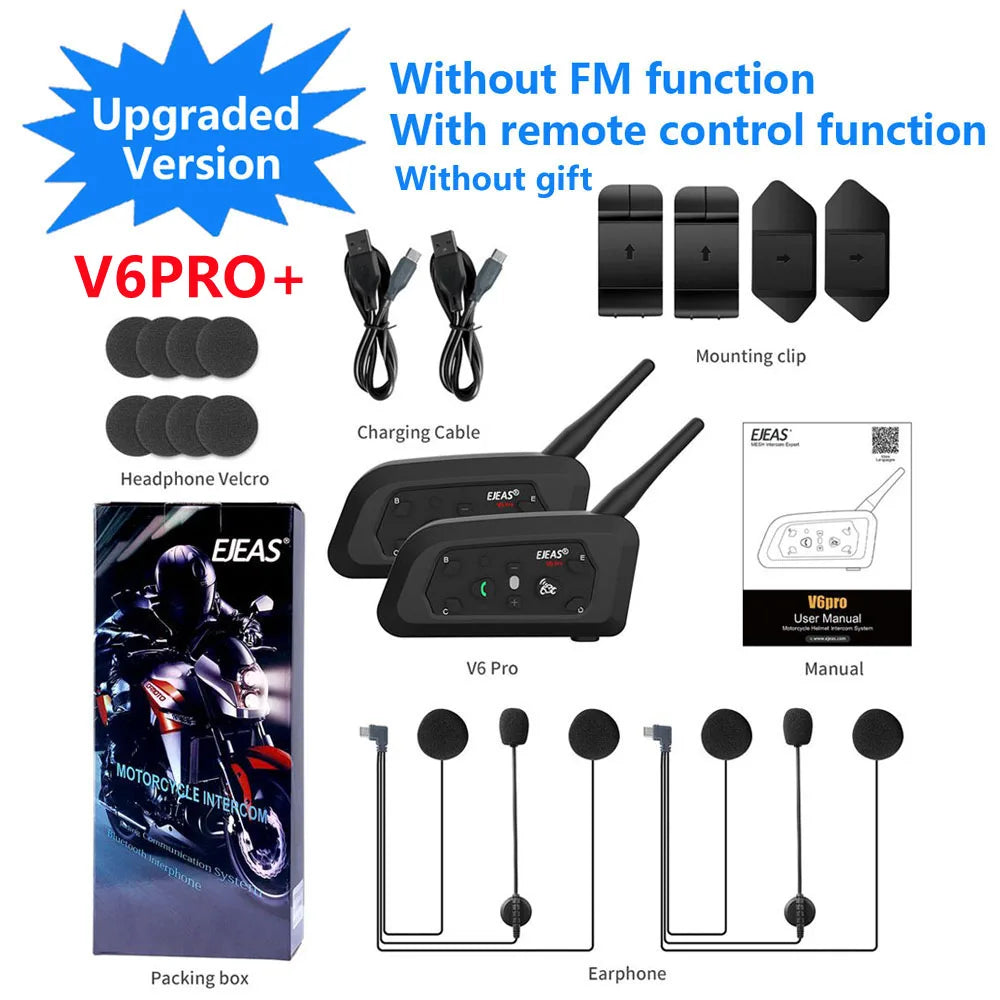 EJEAS V6 PRO+ Bluetooth Motorcycle Intercom 800M