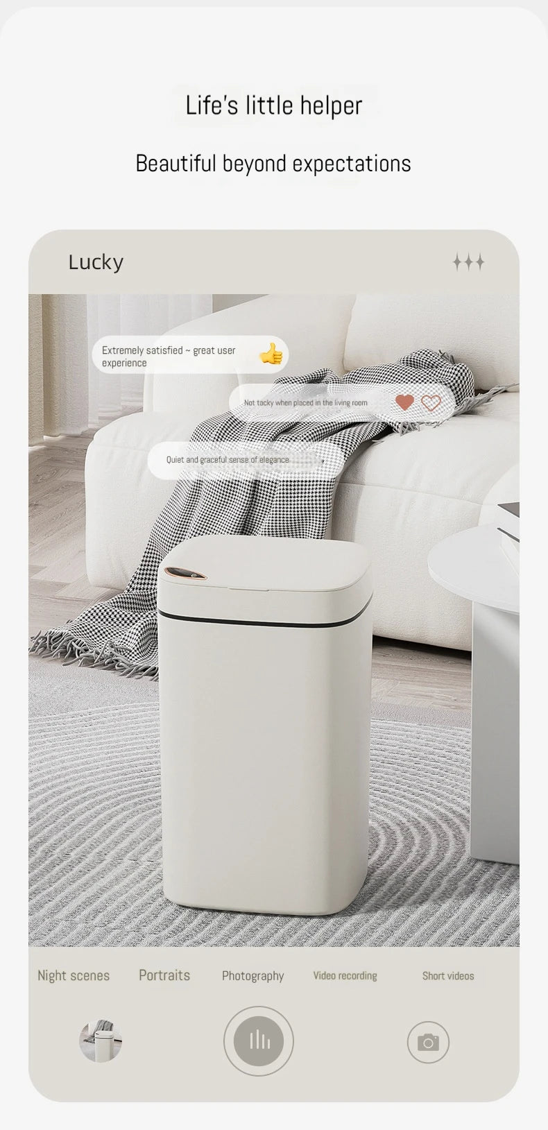 16L Smart Non-Contact Bathroom Trash Can