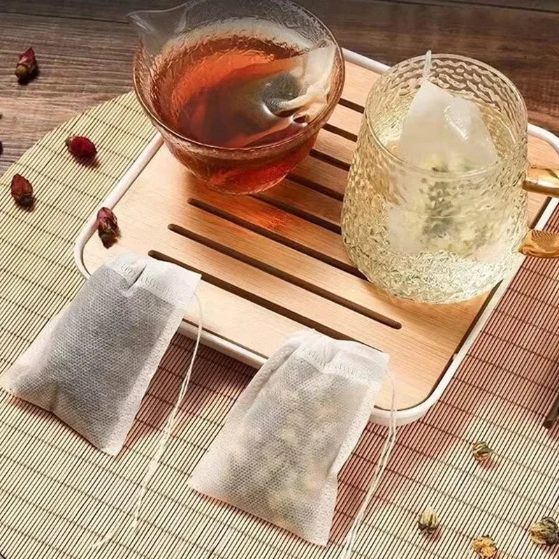 100 Pcs Disposable Tea Filter Bags with String