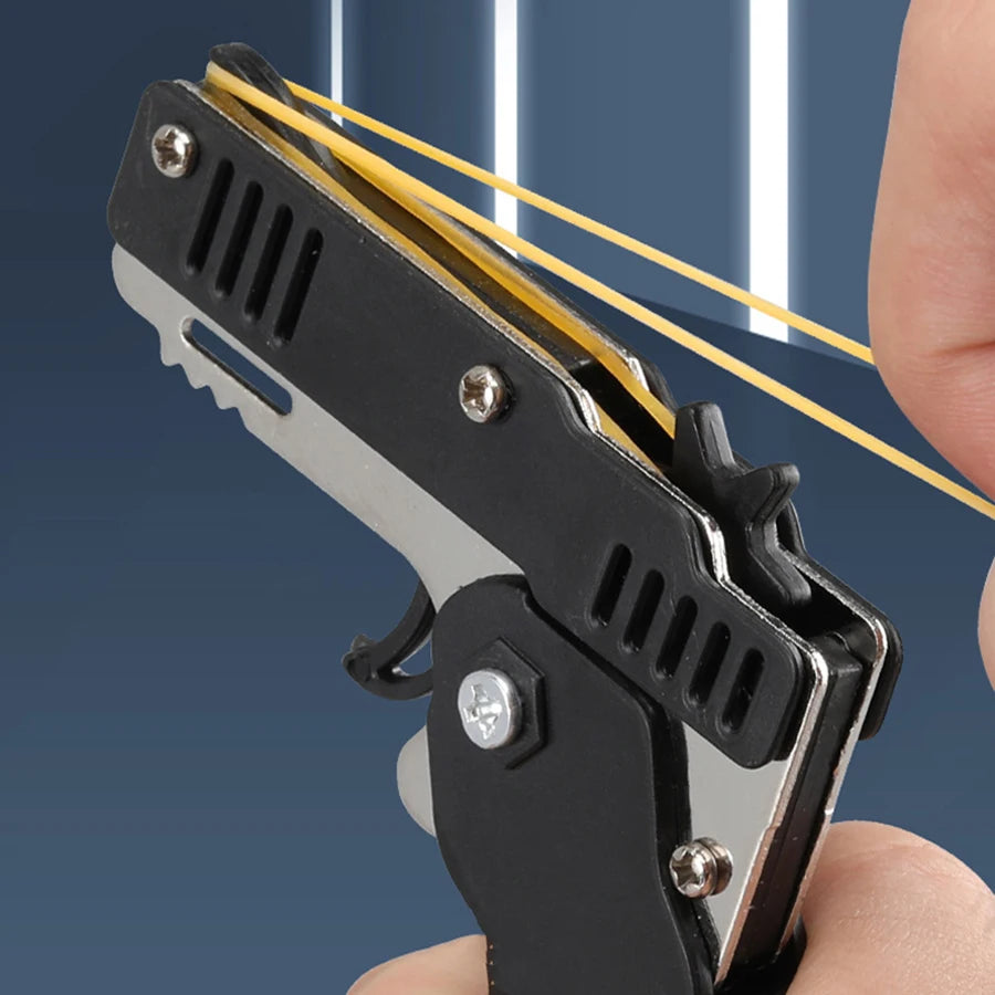 Mini Metal Rubber Band Launcher Keychain Toy