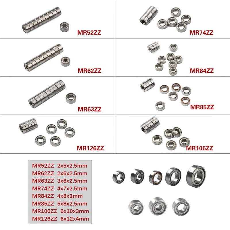 10PCS Mini Skateboard Bearings Assorted Sizes - Clickilix