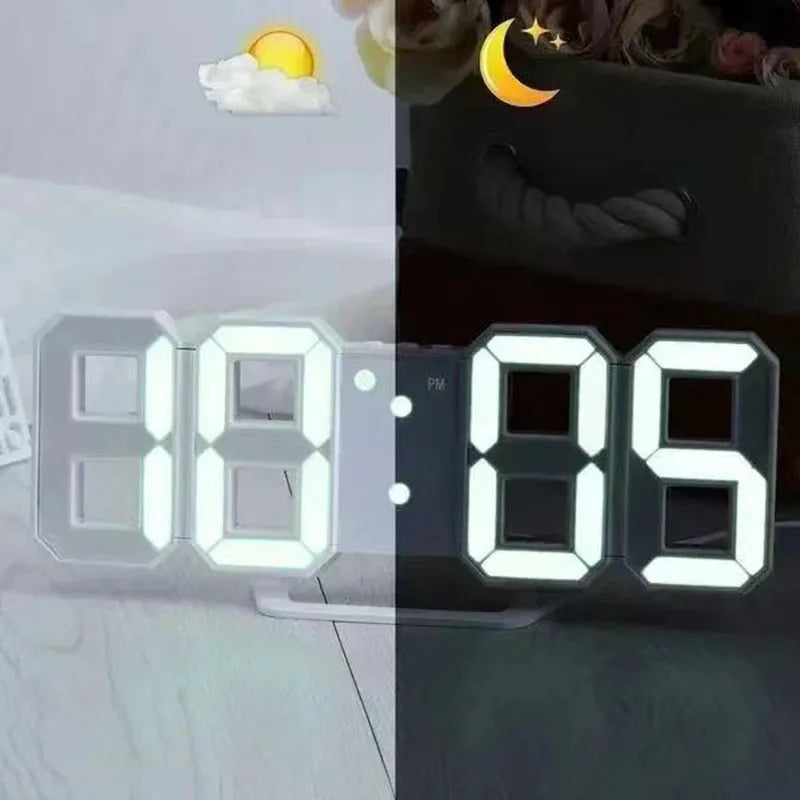 3D Digital Wall Clock Decoration for Home Glow Night Mode