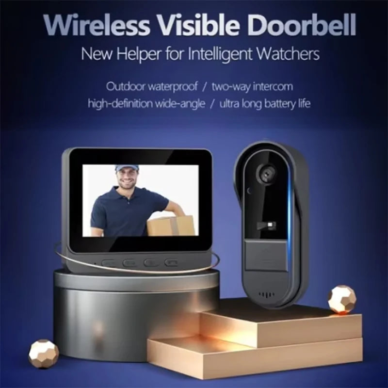Wireless Intercom Doorbell with 4.3" HD Screen