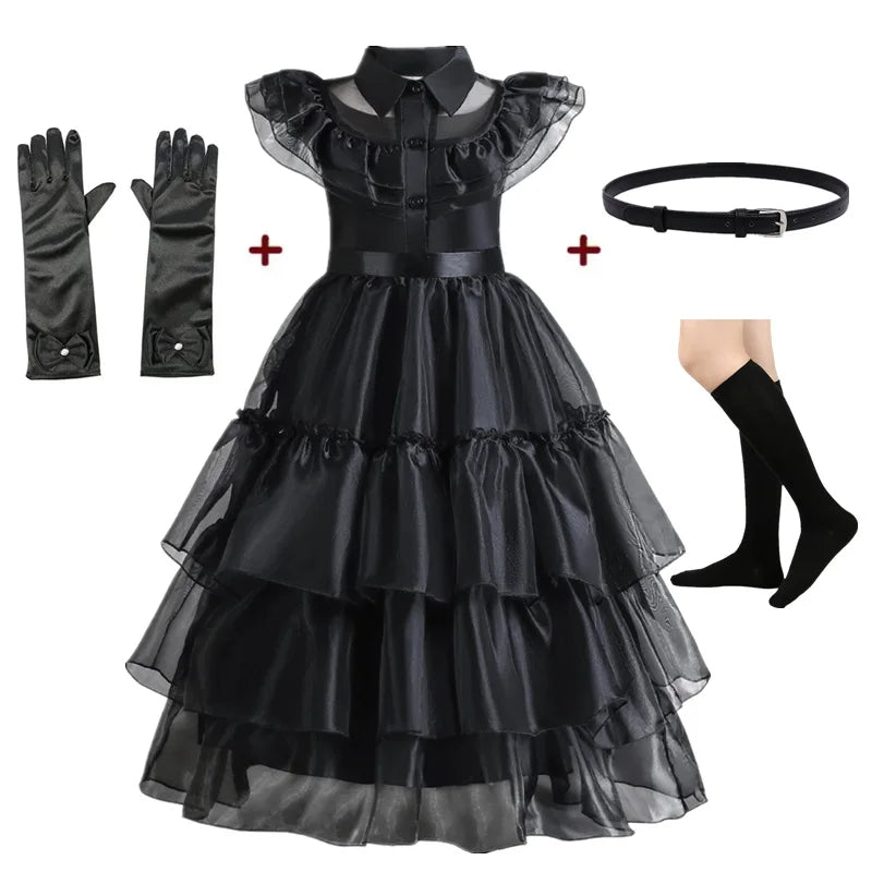 Children Wednesday Addams Gothic Costume