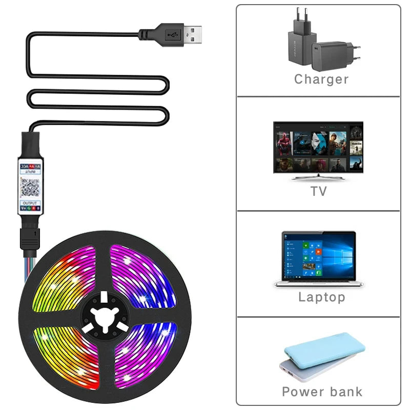RGB LED Strip Lights Smart SMD 5050 Bluetooth Flexible Tape