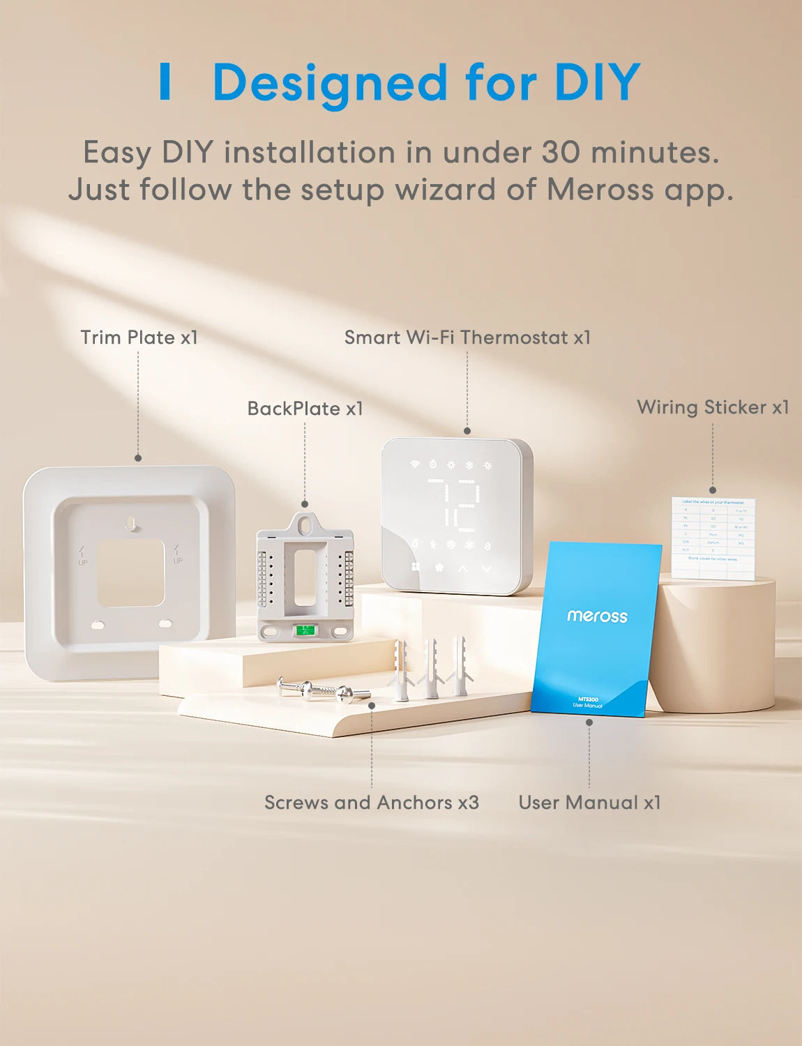 Meross Matter Smart Wi-Fi Thermostat Alexa Compatible