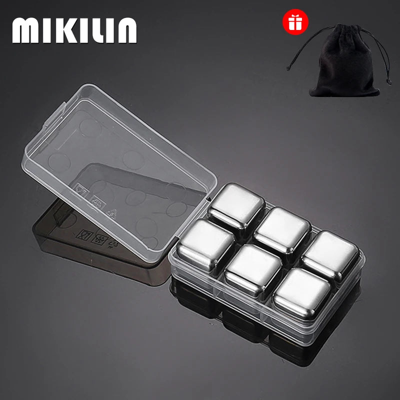 Reusable Stainless Steel Whiskey Ice Cubes Set