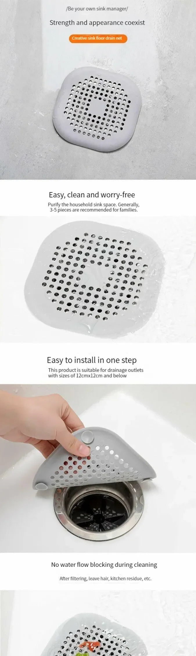 Durable Silicone Shower Drain Cover – Anti-Clog Design