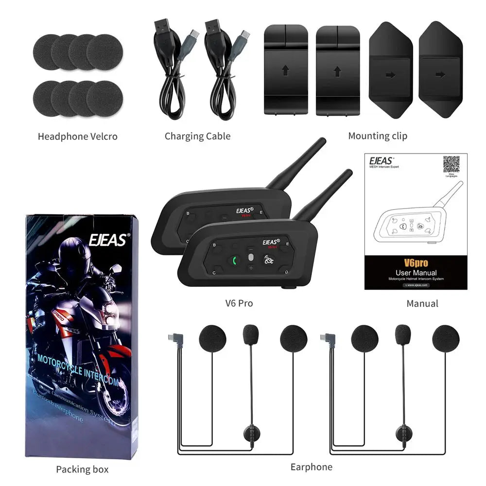 EJEAS V6 Pro+ Bluetooth Motorcycle Intercom