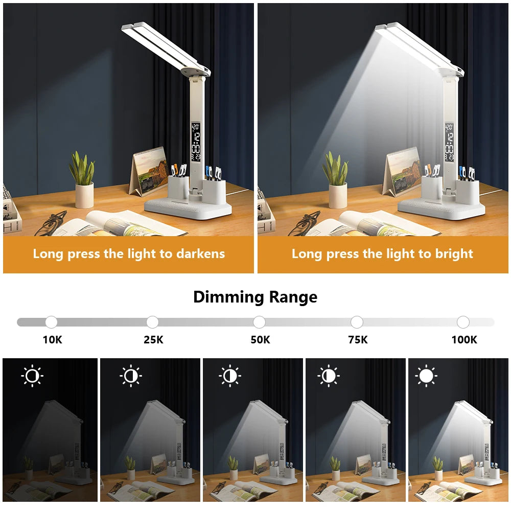 Smart Touch LED Desk Lamp Rechargeable for Study
