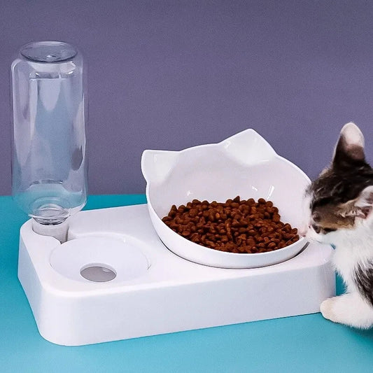2-in-1 Tilted Pet Bowl & Water Feeder – Eat Smart, Drink Easy!