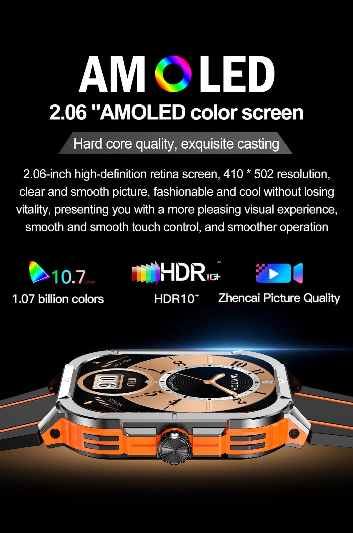 2.06" AMOLED Smart Watch Wireless Charging