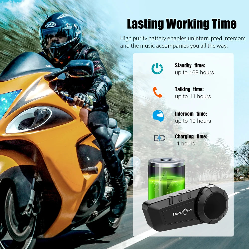 Freedconn Bluetooth Motorcycle Helmet Intercom 6 Riders