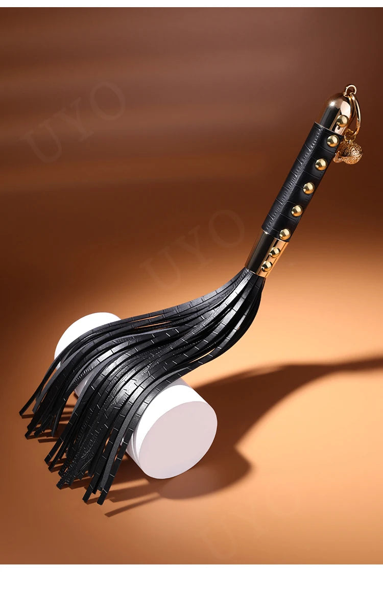 Vintage BDSM Leather Whip with Rivets