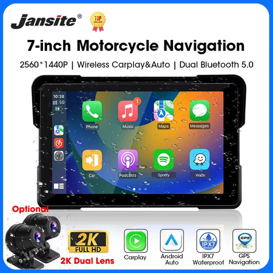 5‑7″ Waterproof Motorcycle CarPlay/Android Auto GPS