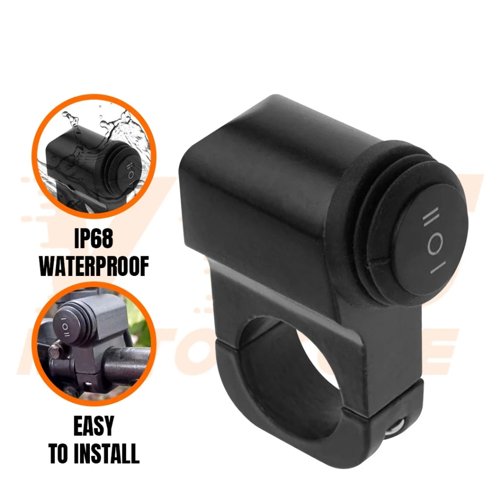 Universal 3-Way Motorcycle Light Switch with Clip