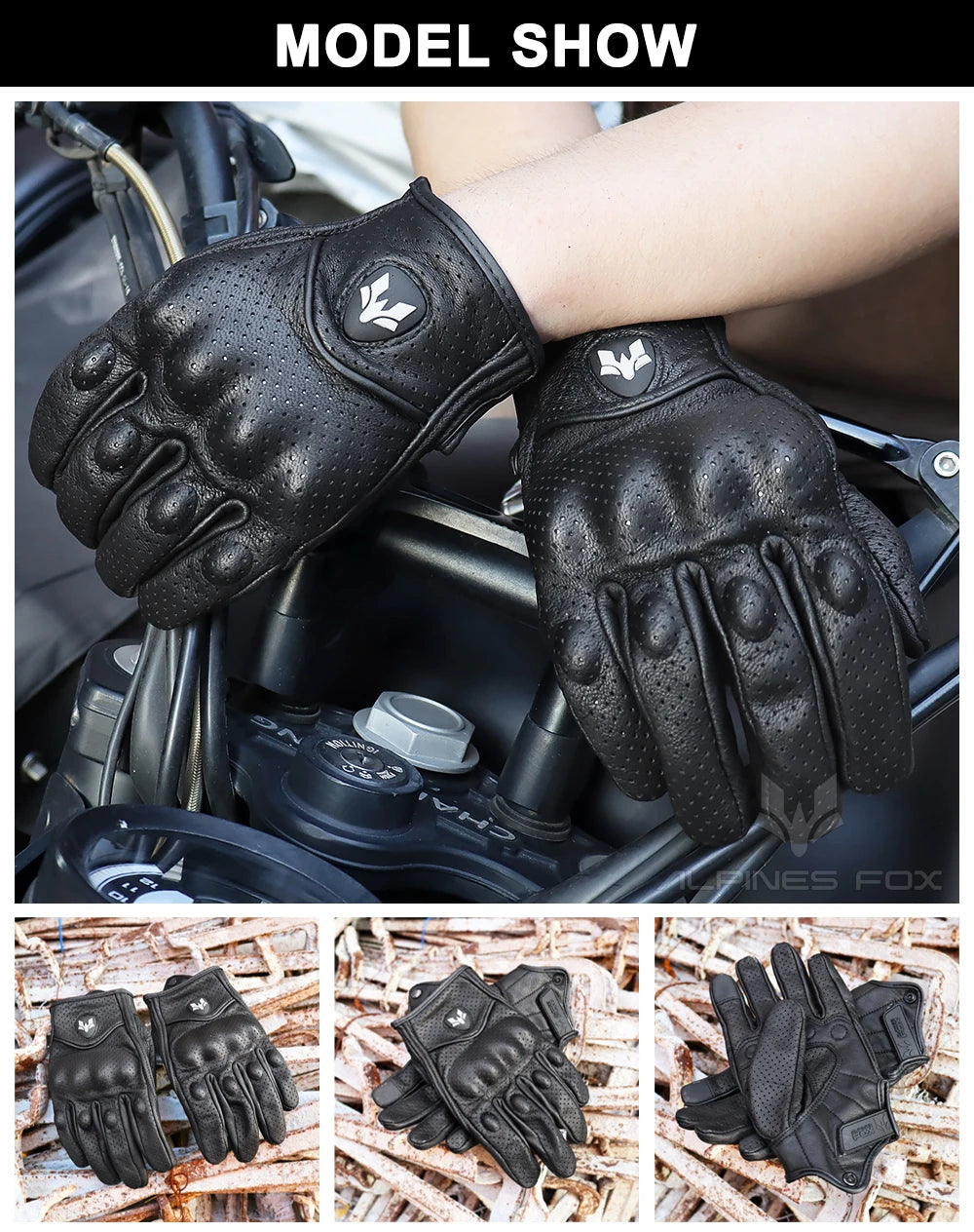 Vintage Leather Motorcycle Gloves Men