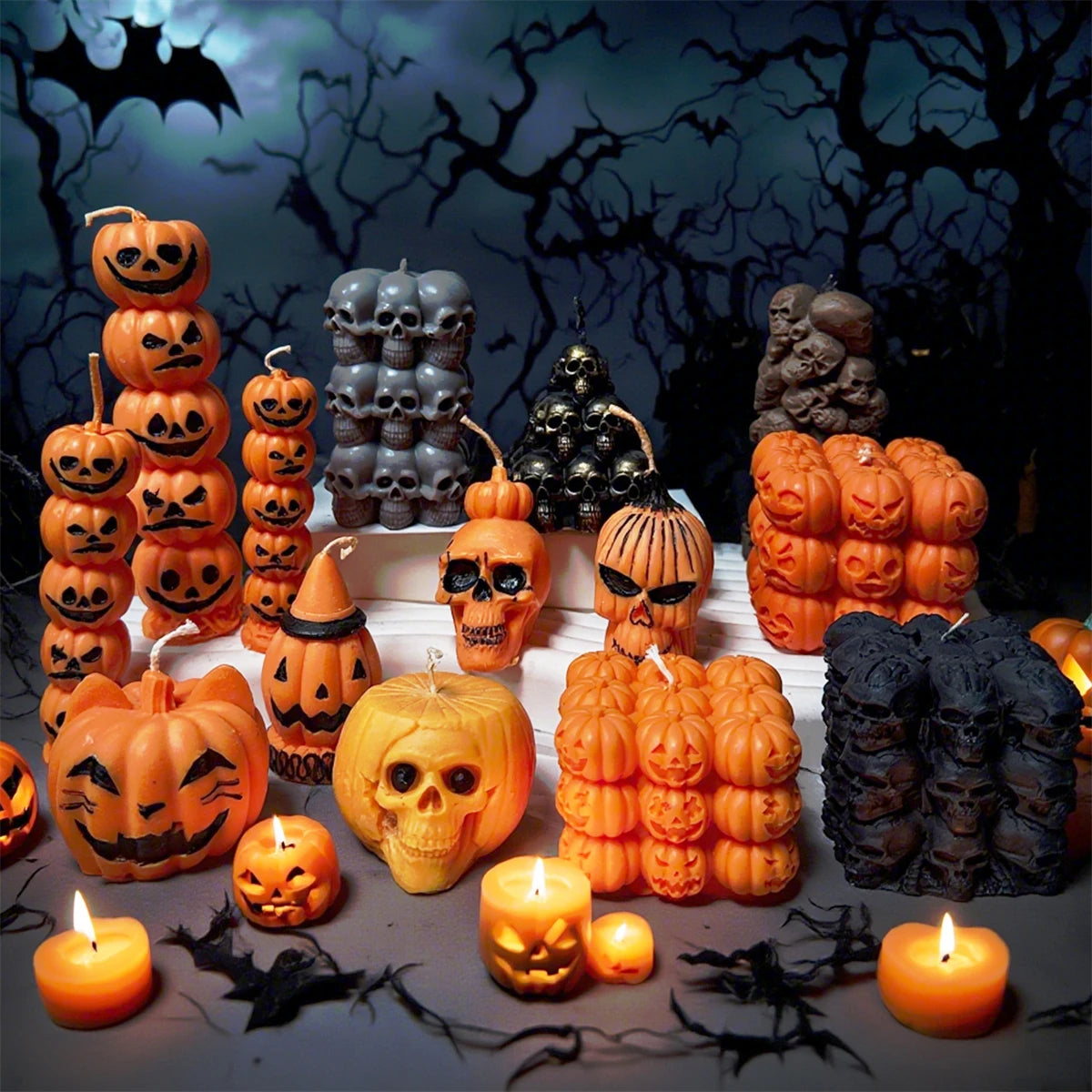 3D Skull & Pumpkin Candle Silicone Mold
