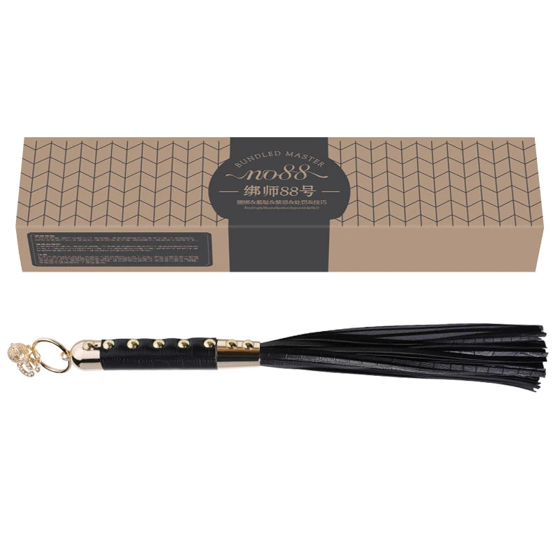 Vintage BDSM Leather Whip with Rivets