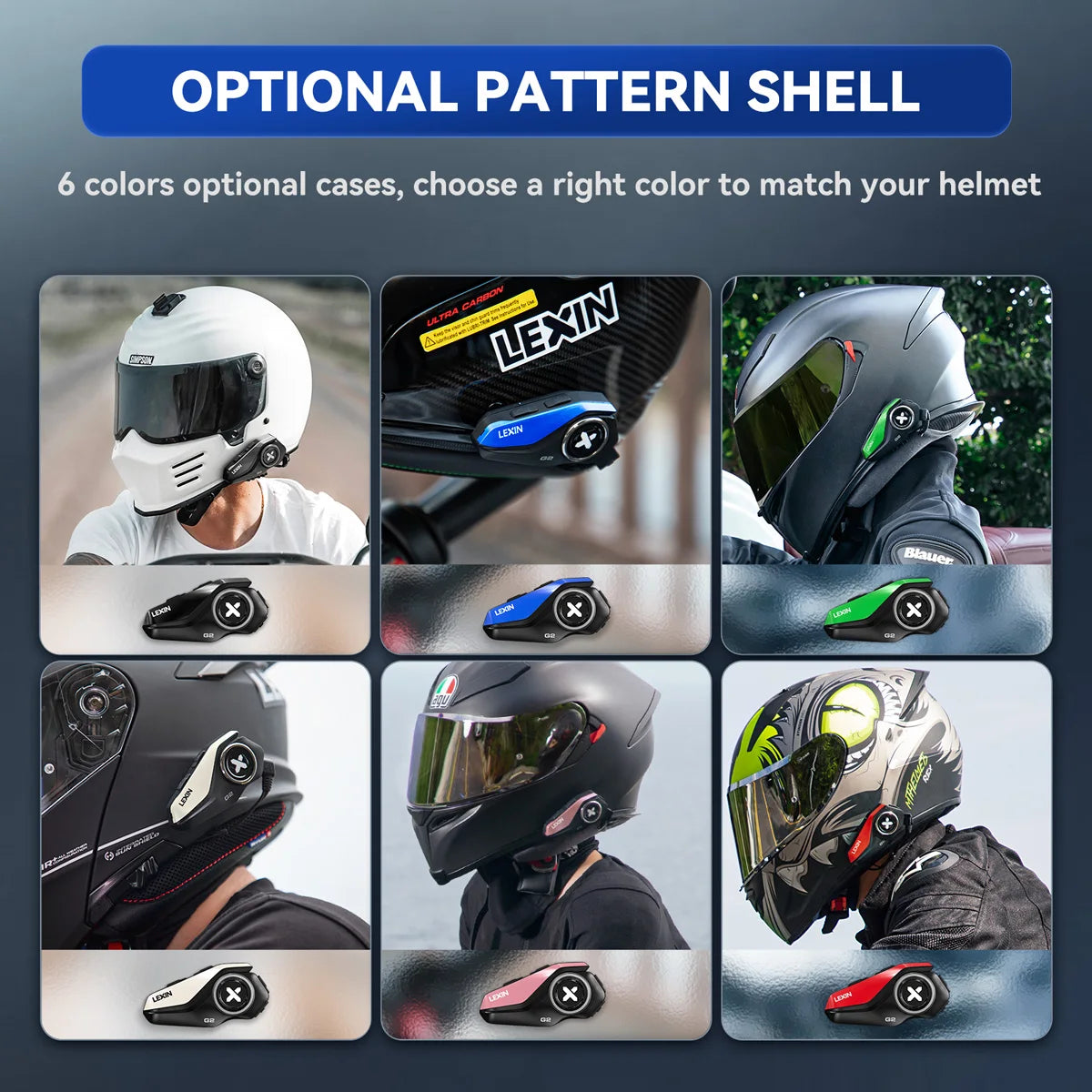 New Lexin G2 Bluetooth Motorcycle Intercom 6 Riders