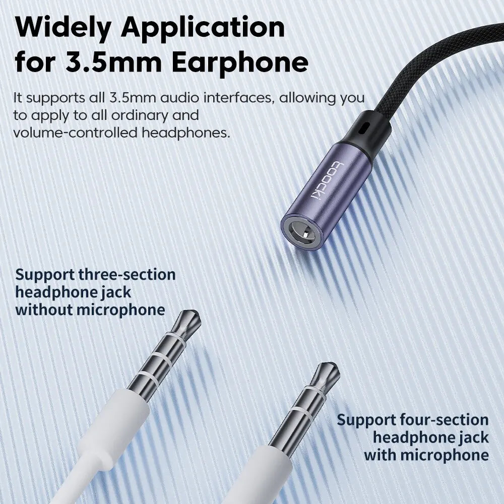 USB Type C 3.5 Jack Earphone Adapter USB C to 3.5mm Headphones AUX Audio Cable
