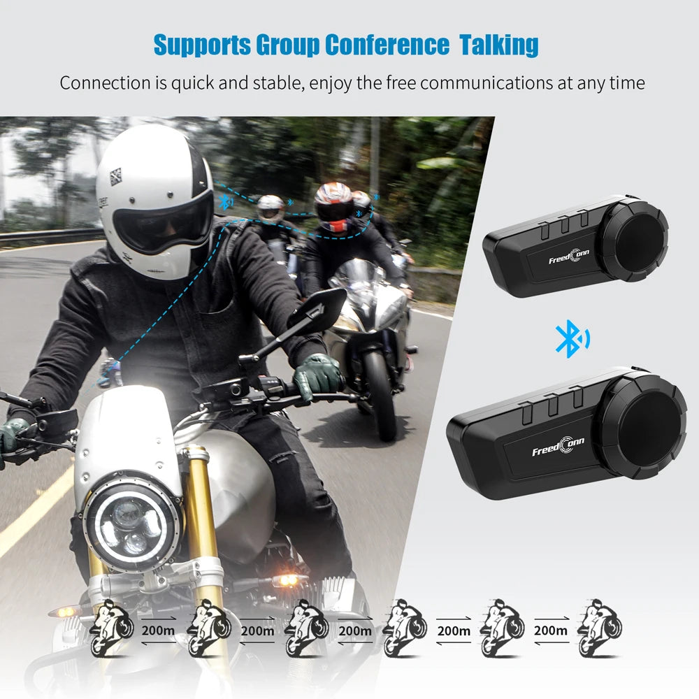 Freedconn Bluetooth Motorcycle Helmet Intercom 6 Riders