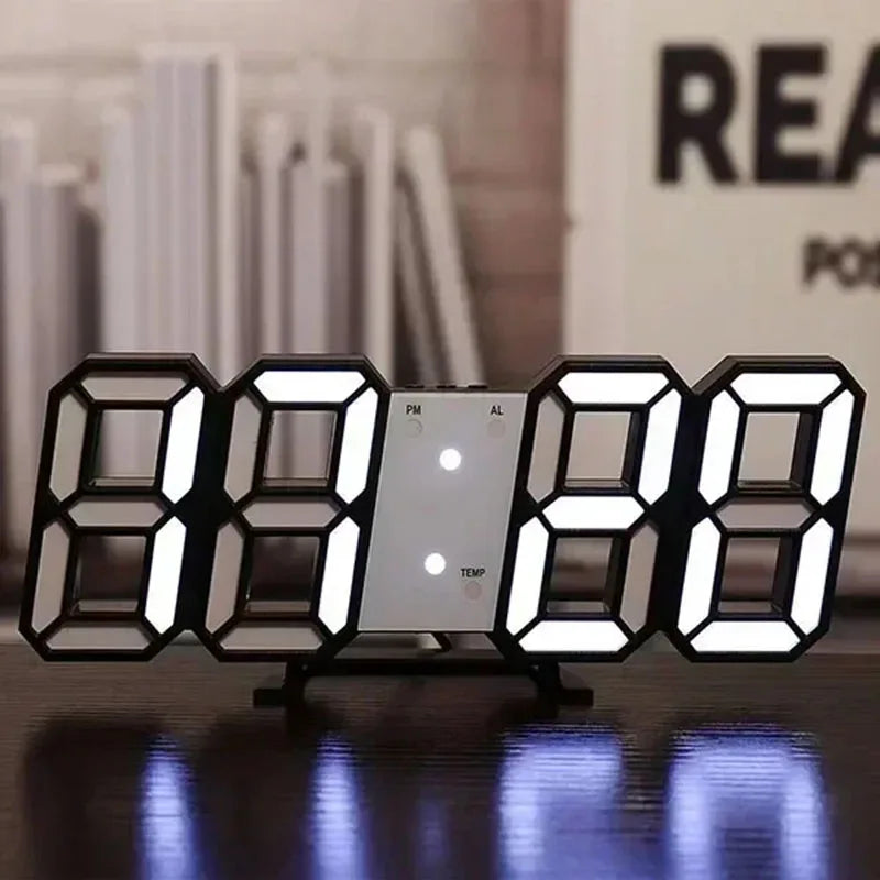 3D Digital Wall Clock Decoration for Home Glow Night Mode