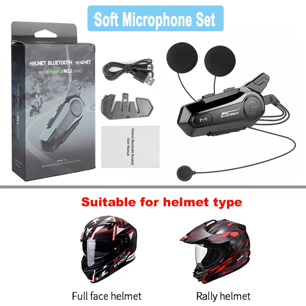 Bluetooth Motorcycle Helmet Intercom V5.3 1000M