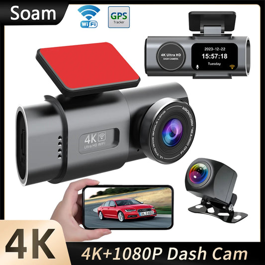 4K+1080P Dual Lens Dash Cam – Night Vision & WiFi