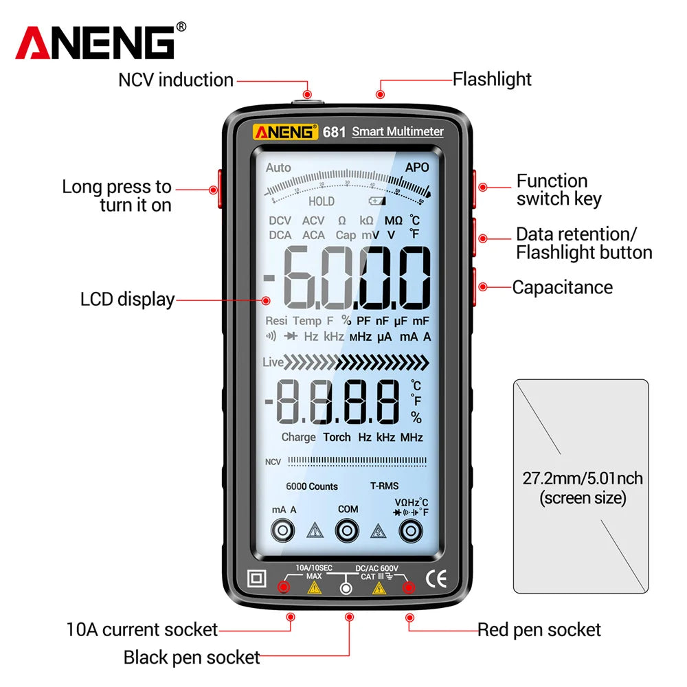 ANENG 681 Rechargeable Digital Multimeter Tester