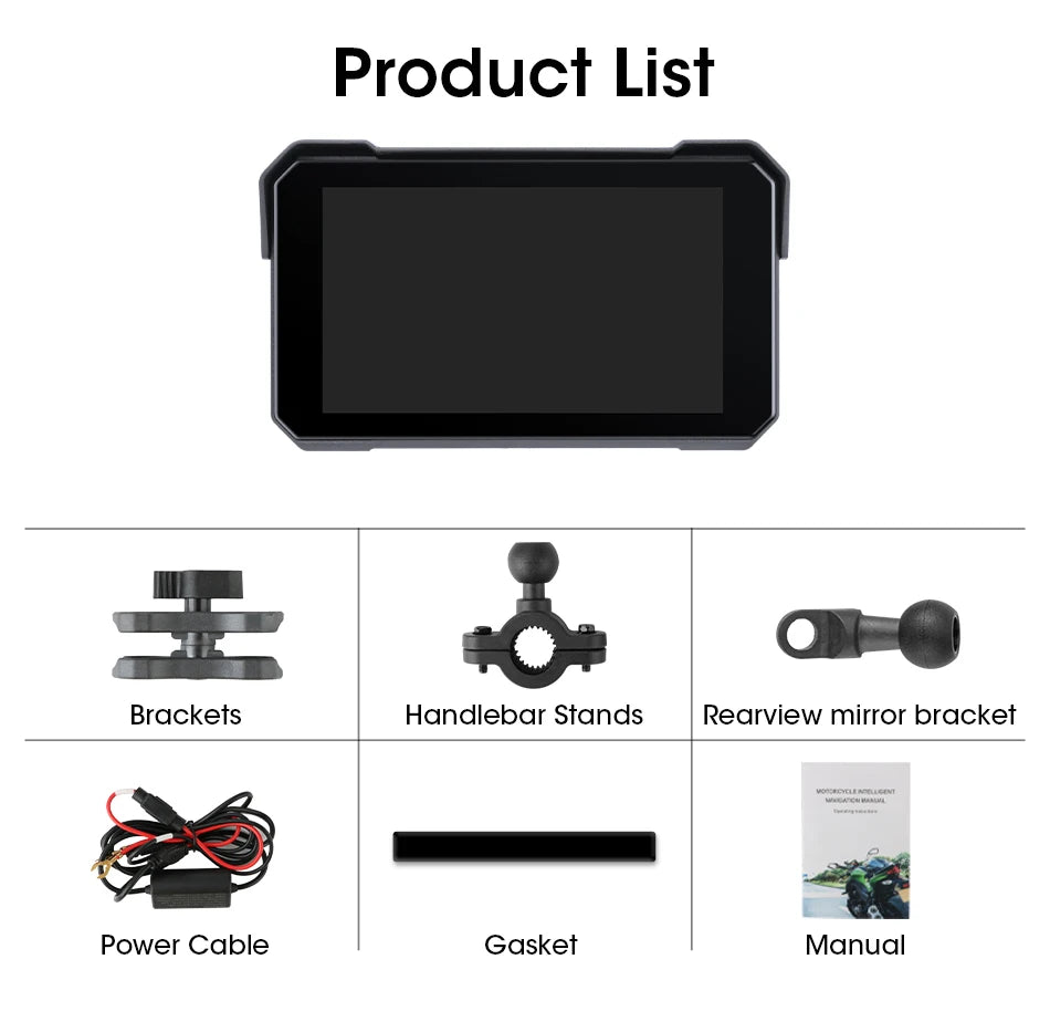 5" Motorcycle GPS CarPlay Android Auto Screen