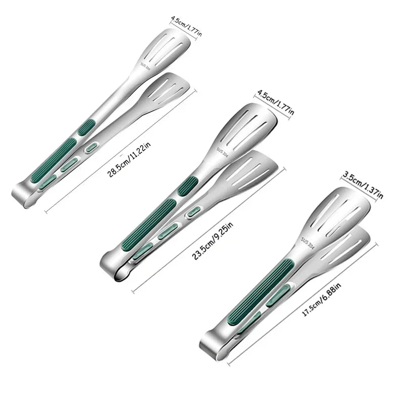Stainless Steel Non-Slip Food Tongs for Kitchen Use