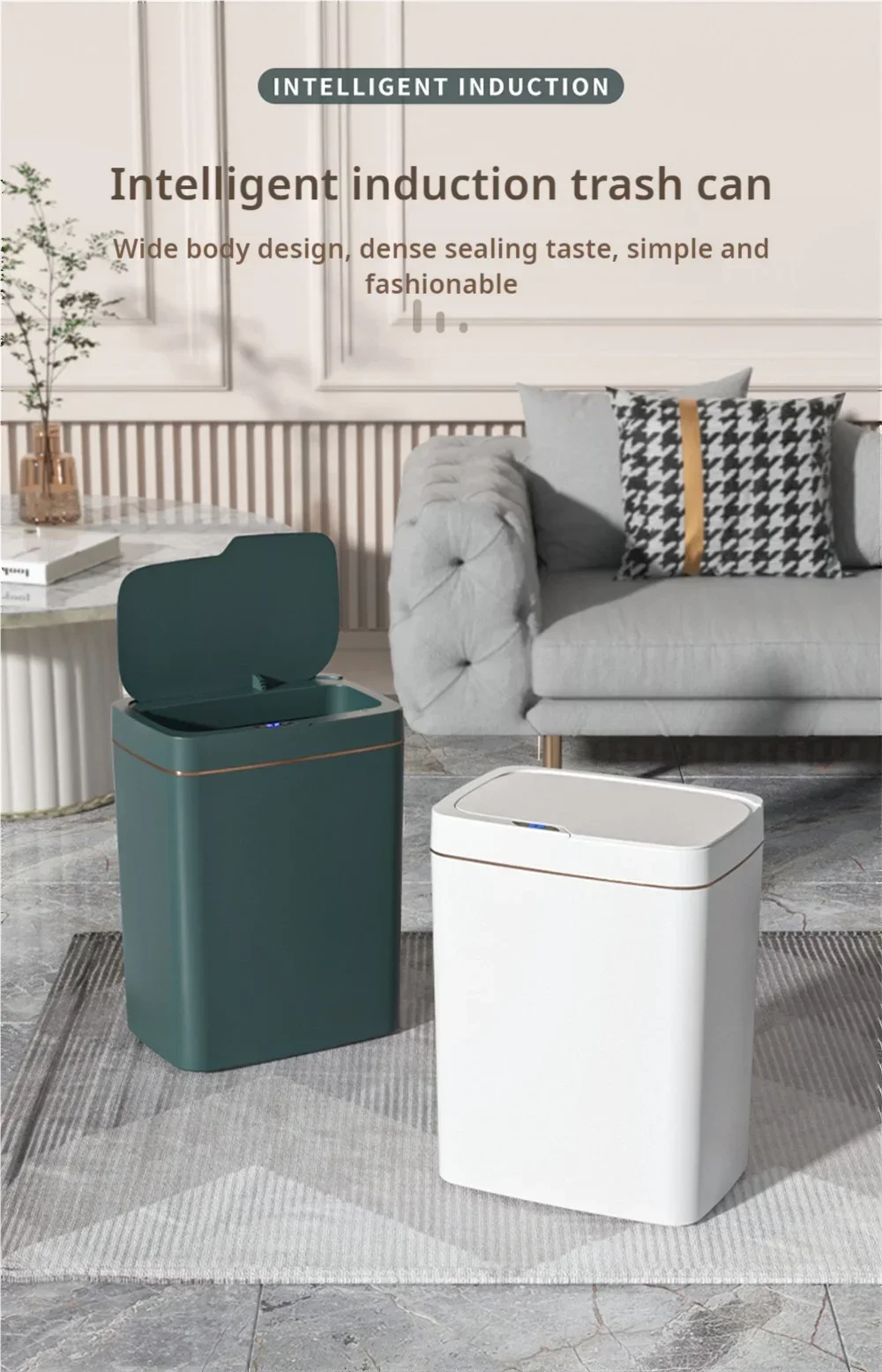15L White Smart Sensor Trash Can – Auto Bagging