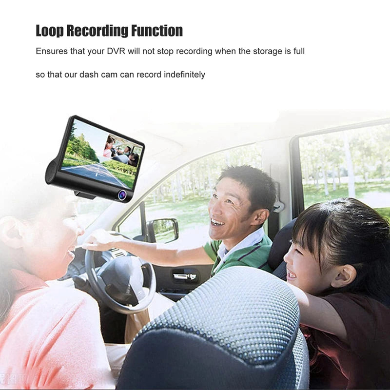 1080P 3-Lens Car Dashcam with 4” Screen