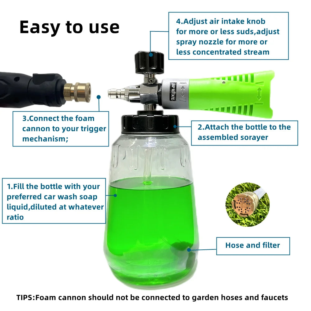 Green Foam Cannon with 1000ml Bottle