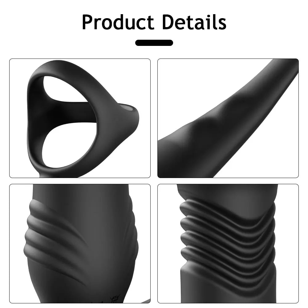 Wireless Thrusting Anal Vibrator with Cock Ring