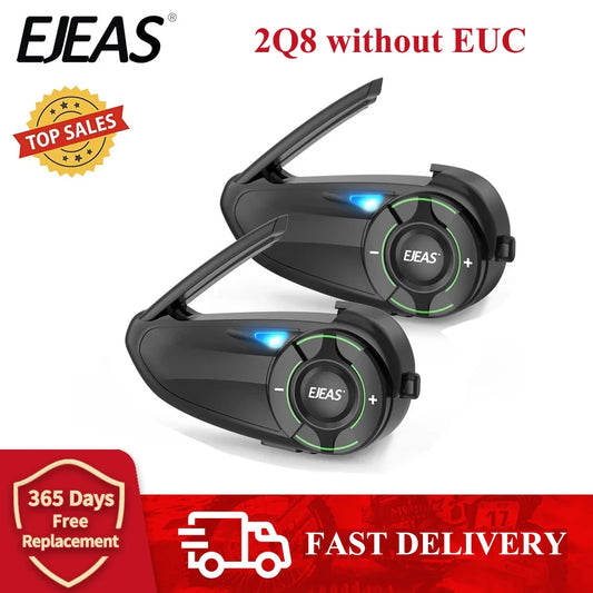 EJEAS Q8 Motorcycle Mesh Intercom Bluetooth 5.1
