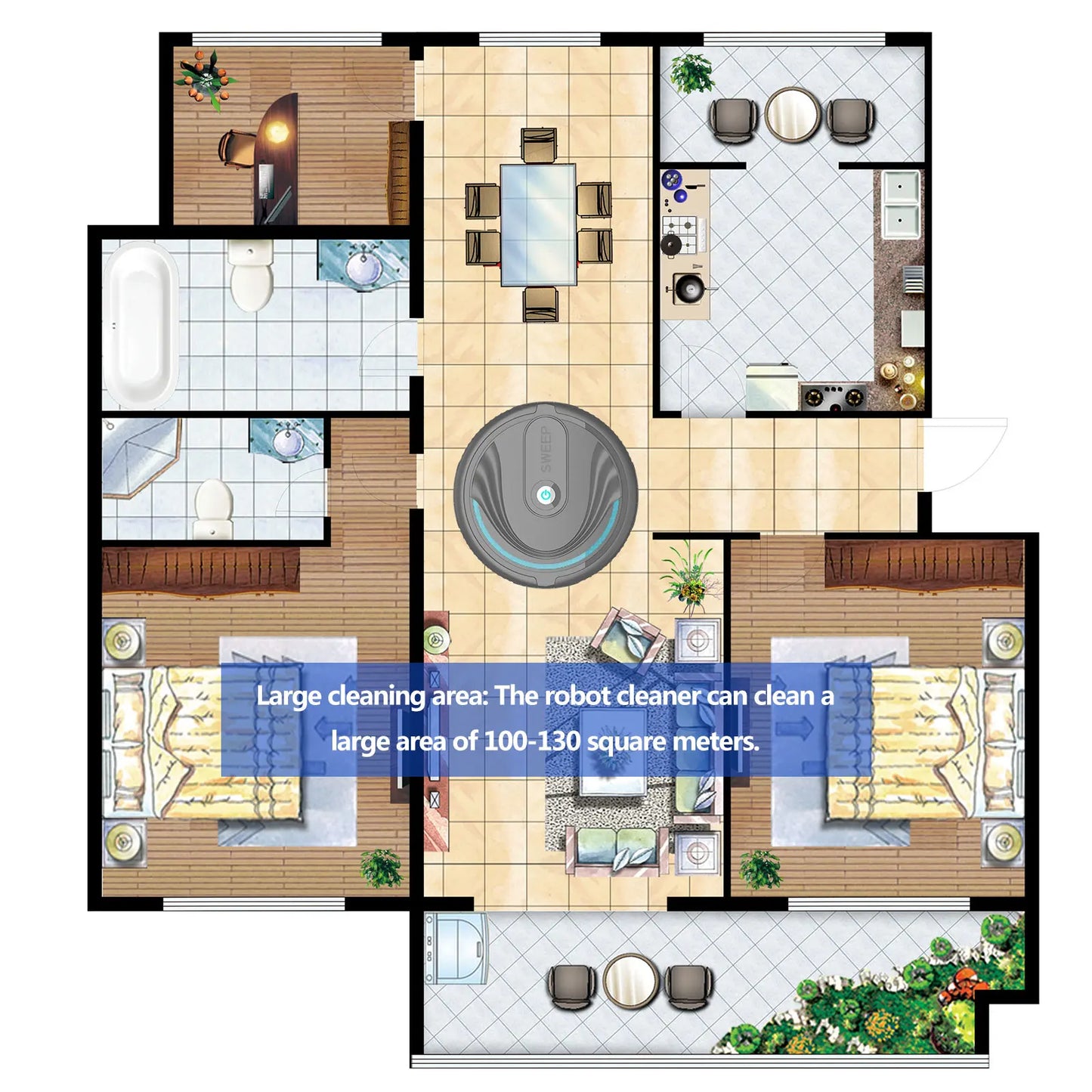 Portable Smart Robot Vacuum Cleaner Lightweight Multi-Mode
