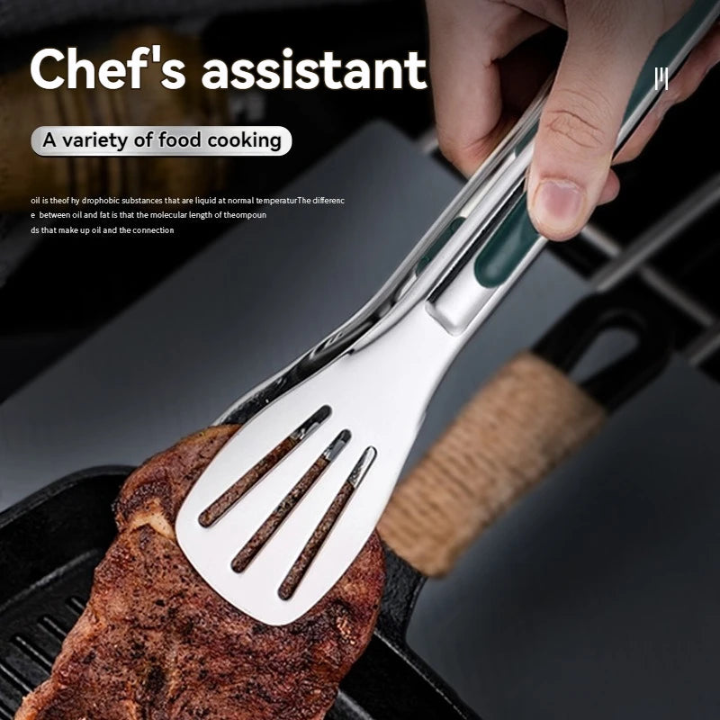 Stainless Steel Non-Slip Food Tongs for Kitchen Use