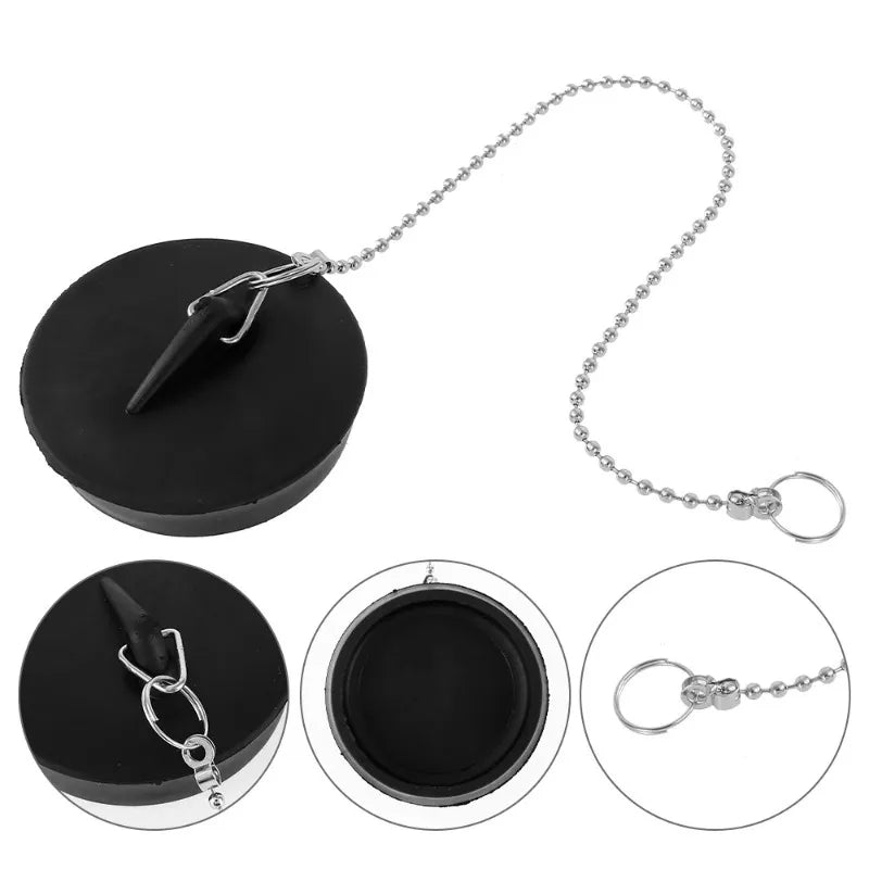 Universal Rubber Sink Drain Stopper – 2pcs with Chain